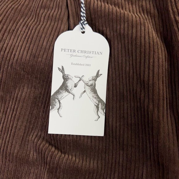 Peter Christian Mens Straight Leg Pants Brown Corduroy Pockets Pleated 38x29 New - Picture 10 of 12